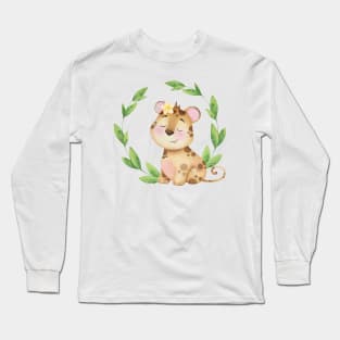 Watercolor Leopard Cub Long Sleeve T-Shirt